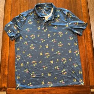 Chaps Men's Navy Blue Tropical Print Polo